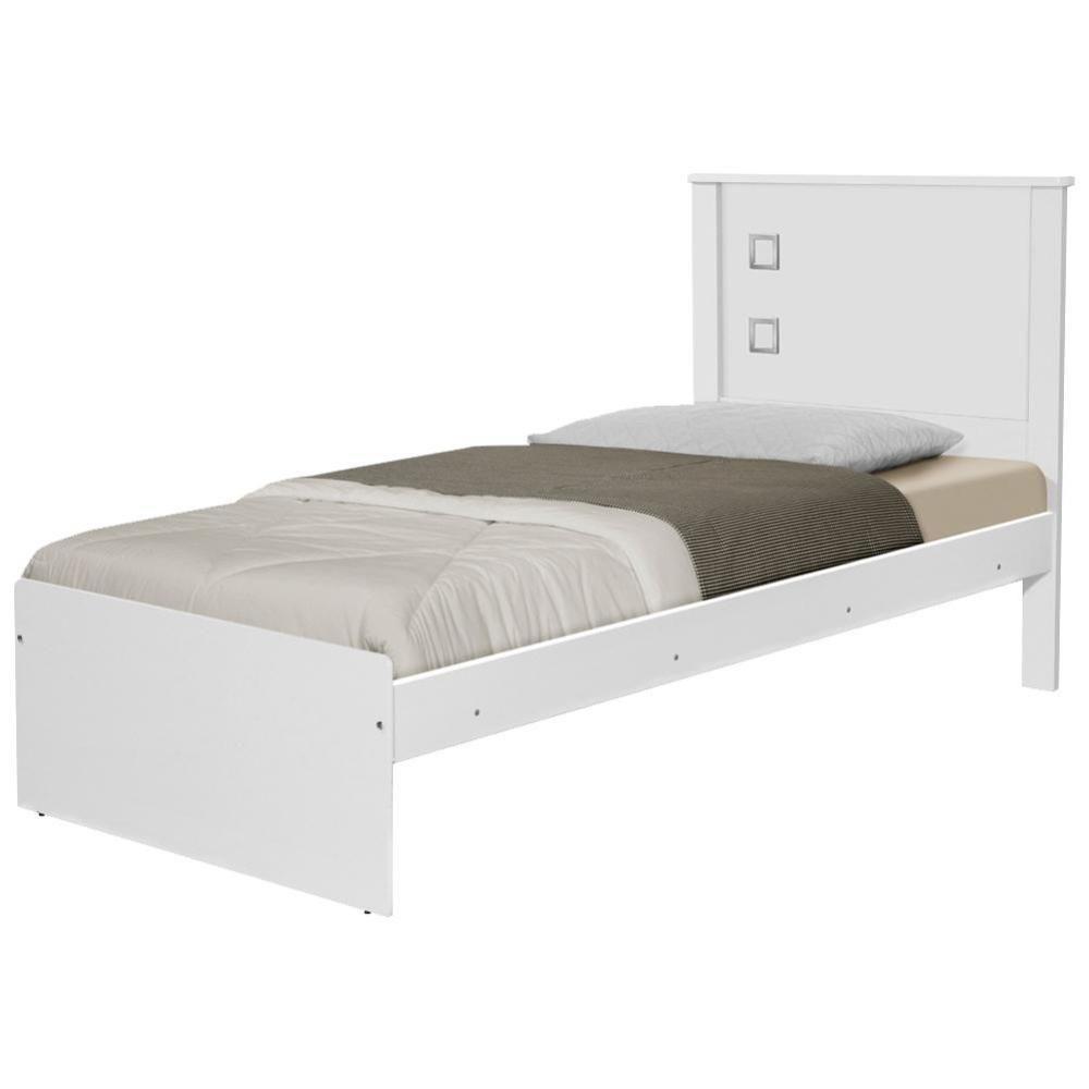 Cama Solteiro Barcelona Branco Com Colchão - 1