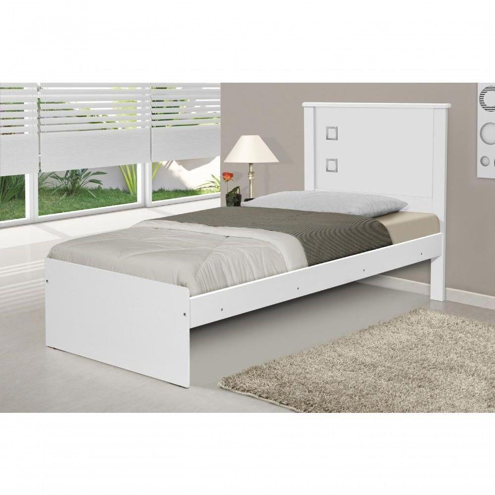 Cama Solteiro Barcelona Branco Com Colchão - 3