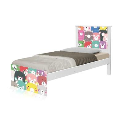 Cama Solteiro Adesivada Ursinhos Coloridos Com Colchão