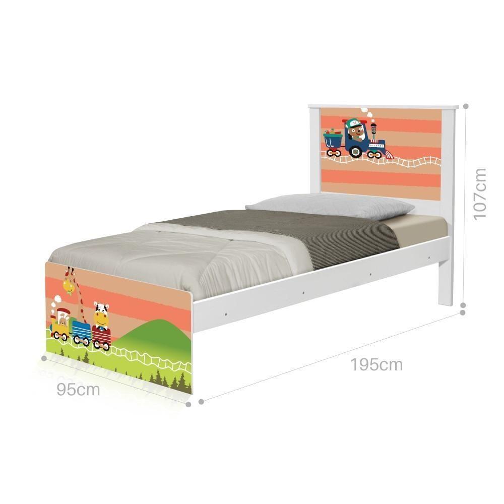 Cama Solteiro Adesivada Trenzinho Com Colchão - 2
