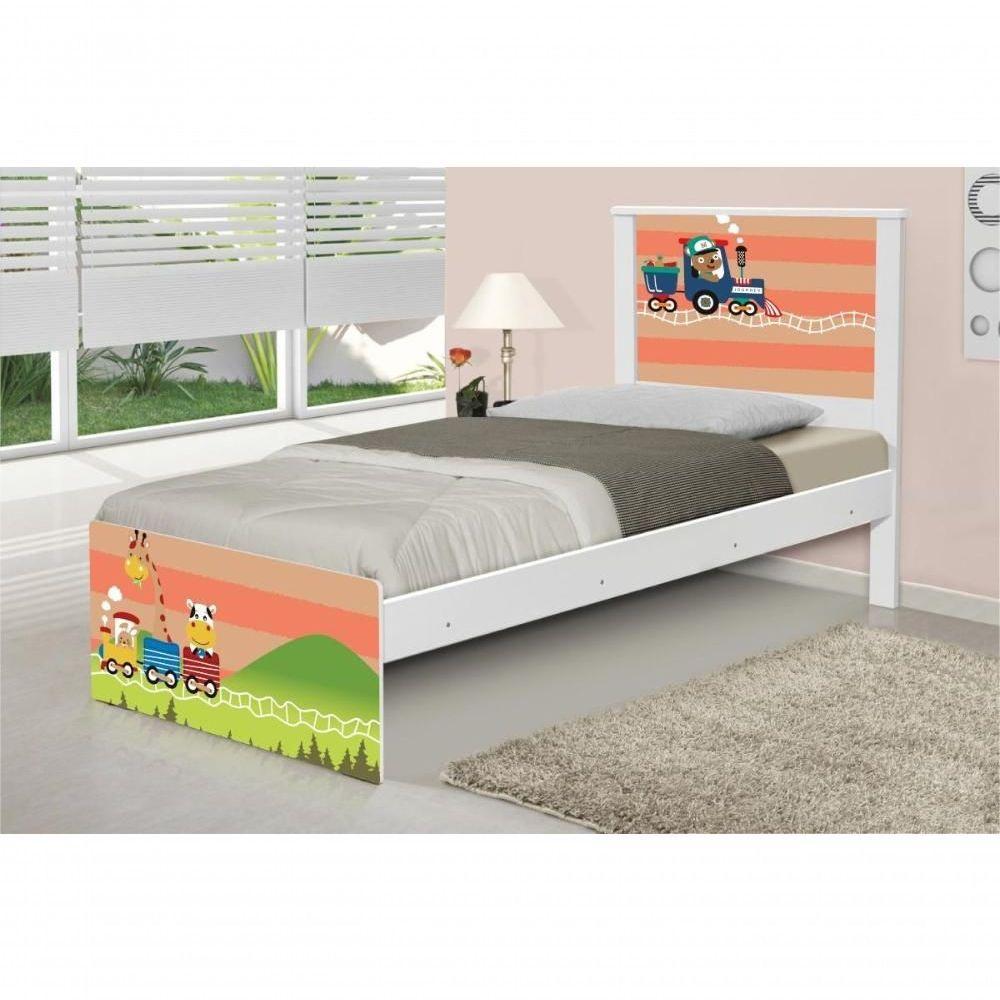 Cama Solteiro Adesivada Trenzinho Com Colchão - 3