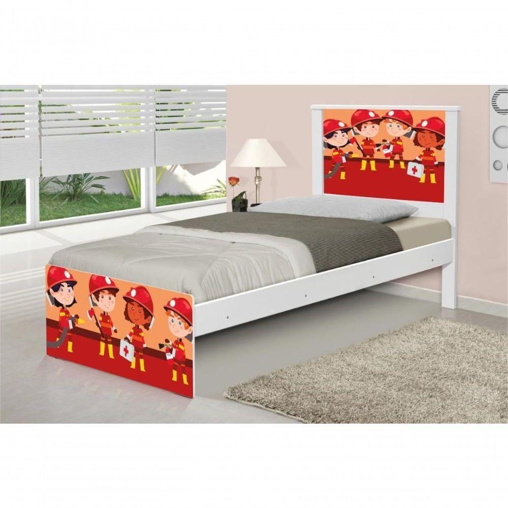 Cama Solteiro Adesivada Tropa De Bombeiros Com Colchão - 3