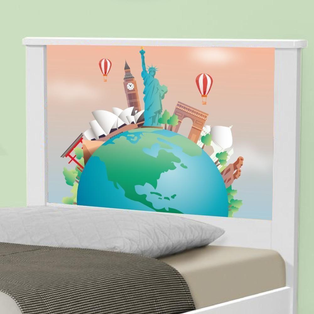 Cama Solteiro Adesivada Volta Ao Mundo Com Colchão - 4