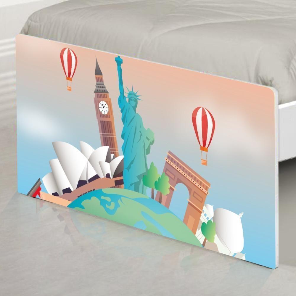 Cama Solteiro Adesivada Volta Ao Mundo Com Colchão - 5