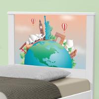 Cama Solteiro Adesivada Volta Ao Mundo Com Colchão