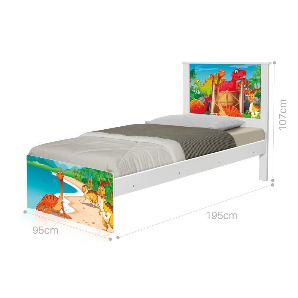 Cama Solteiro Adesivada Terra Dos Dinossauros Com Colchão - 2
