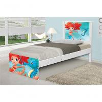 Cama Solteiro Adesivada Sereia Ruiva Com Colchão - 3