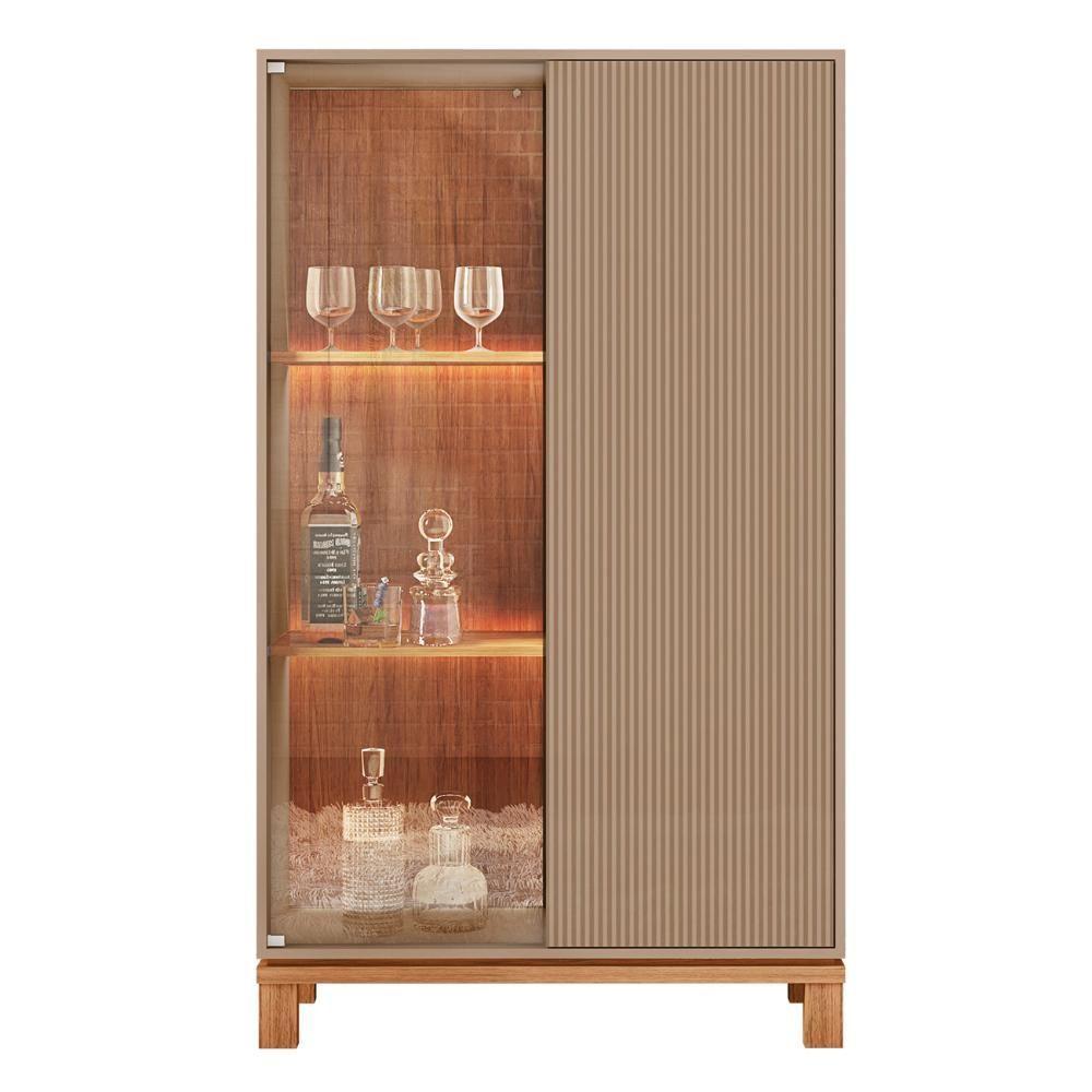 Buffet Aparador E Cristaleira Com Led Lucca Areia-freijó C01 - Mpozenato - 7