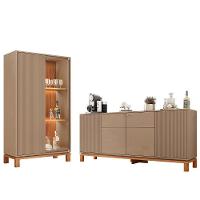 Buffet Aparador E Cristaleira Com Led Lucca Areia-freijó C01 - Mpozenato - 1