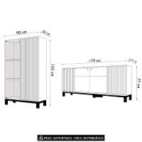 Buffet Aparador E Cristaleira Com Led Lucca Areia-freijó C01 - Mpozenato