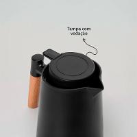 Bule Térmico 1l Com Ampla De Madeira E Parede Dupla Em Vidro - Marrom - 5