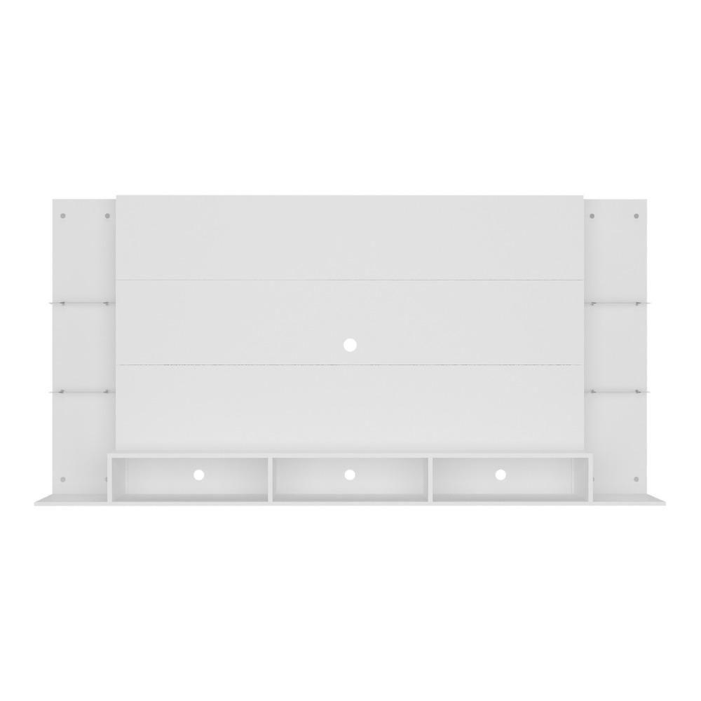 Painel Tv 65" Com Prateleiras De Vidro Brasil Plus Multimóveis Br3113 Branco - 2