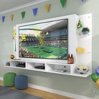 Painel Tv 65" Com Prateleiras De Vidro Brasil Plus Multimóveis Br3113 Branco - 1