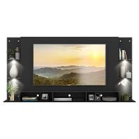 Painel Tv 65´´ Com 4 Leds E Prateleiras De Vidro Preto - 1
