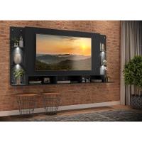 Painel Tv 65´´ Com 4 Leds E Prateleiras De Vidro Preto - 8