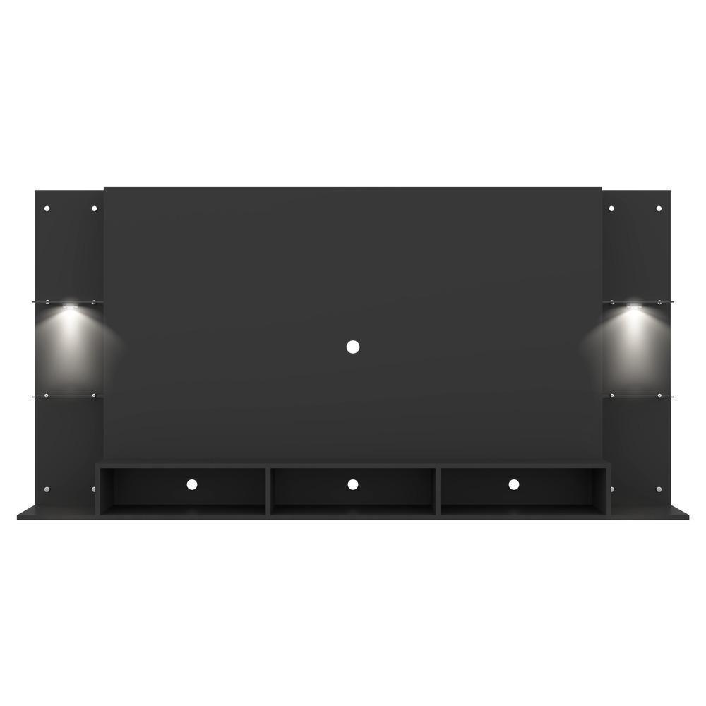 Painel Tv 65´´ Com 2 Leds e Prateleiras De Vidro Preto - 8