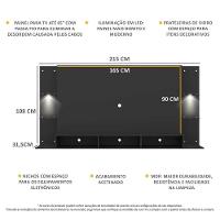 Painel Tv 65´´ Com 2 Leds e Prateleiras De Vidro Preto - 3