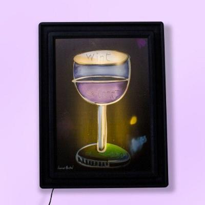 Quadro Iluminado Noite De Vinhos - Arte Sofisticada E Moderna Para Sua Decoração
