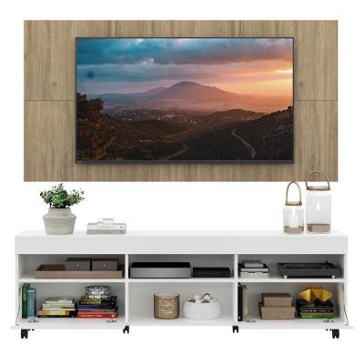 Rack Com Painel e Suporte Tv 65 e 2 Portas Branco/rustic