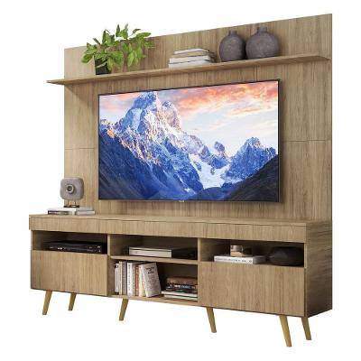 Rack Com Painel e Suporte Tv 6 Com Prateleira e Pés Retrô