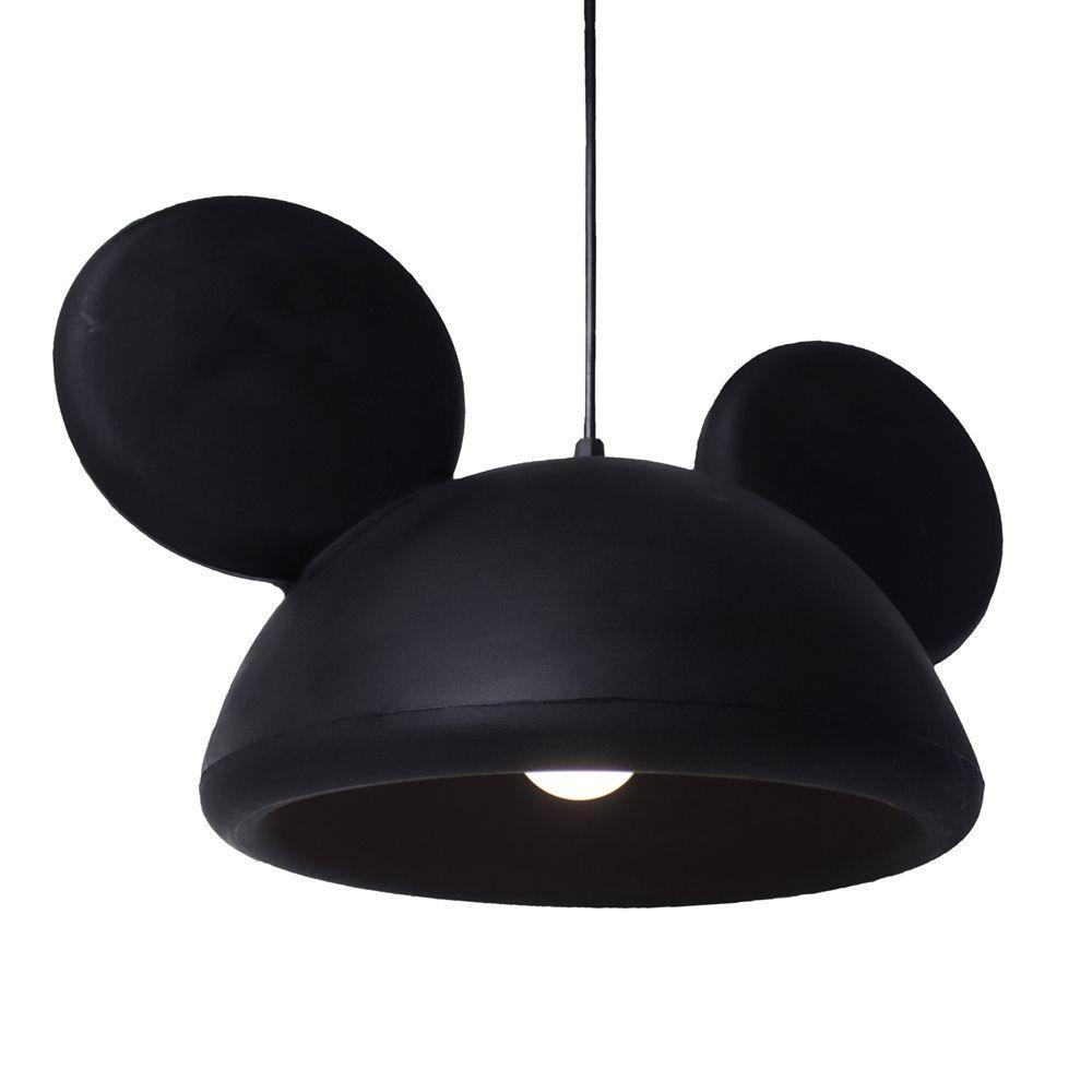 Luminária Pendente Mickey Orelhas Preta - Iluminação Criativa E Divertida - 3