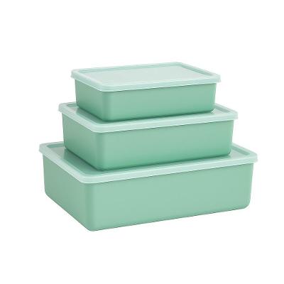 Kit Jogo 3 Potes Recipientes Multiuso Com Tampa Translucida Marmita P M G Lanche Fitness Verde