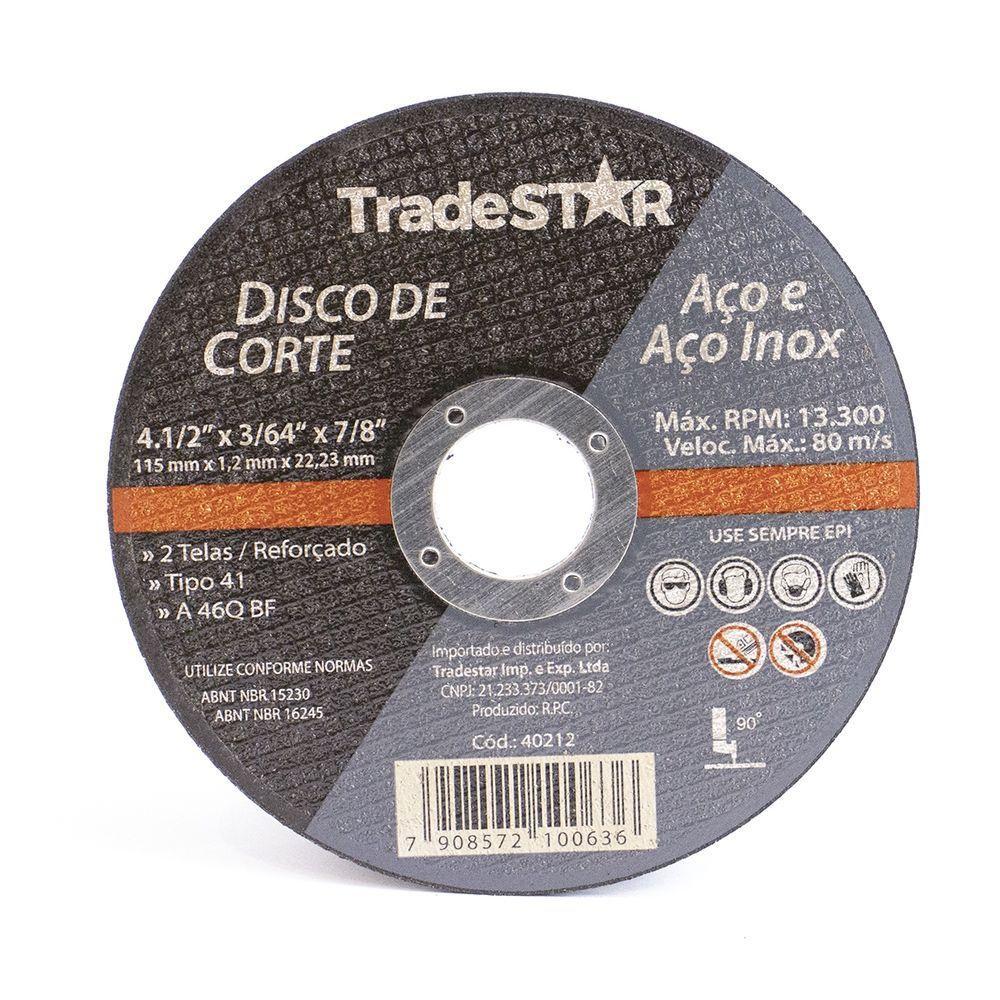 Disco De Corte 115 X 1,2 Mm Furo 7/8 Aço E Inox Tradestar - 10