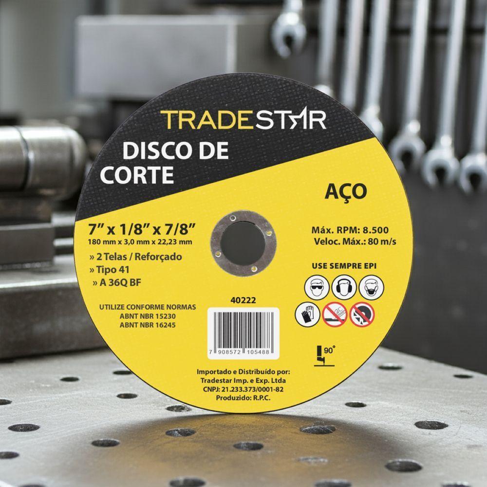 Disco De Corte 180 X 3 Mm Furo 7/8 Mm Metal Tradestar - 2