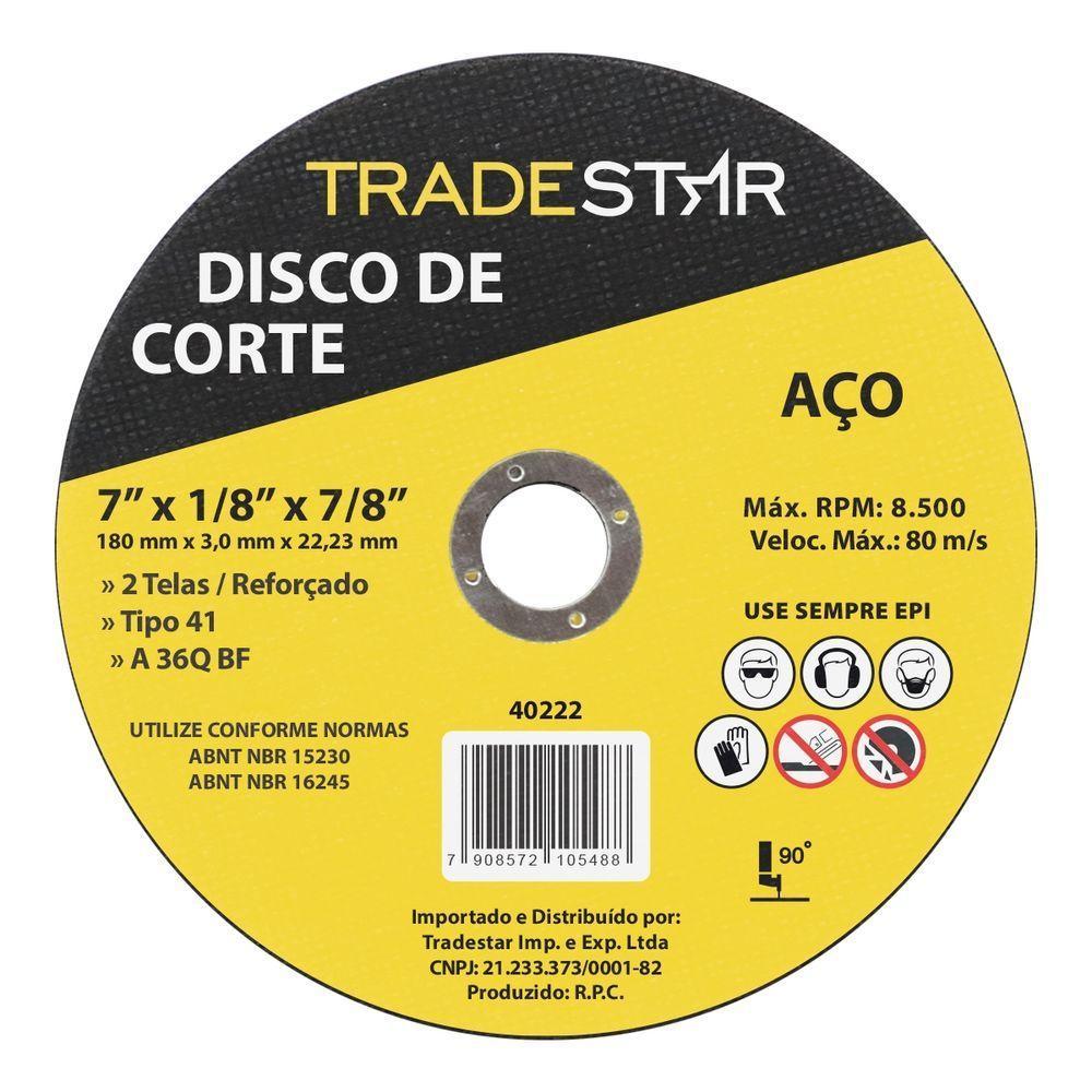 Disco De Corte 180 X 3 Mm Furo 7/8 Mm Metal Tradestar - 10