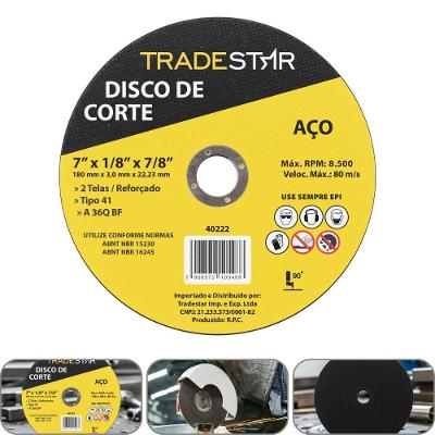 Disco De Corte 180 X 3 Mm Furo 7/8 Mm Metal Tradestar