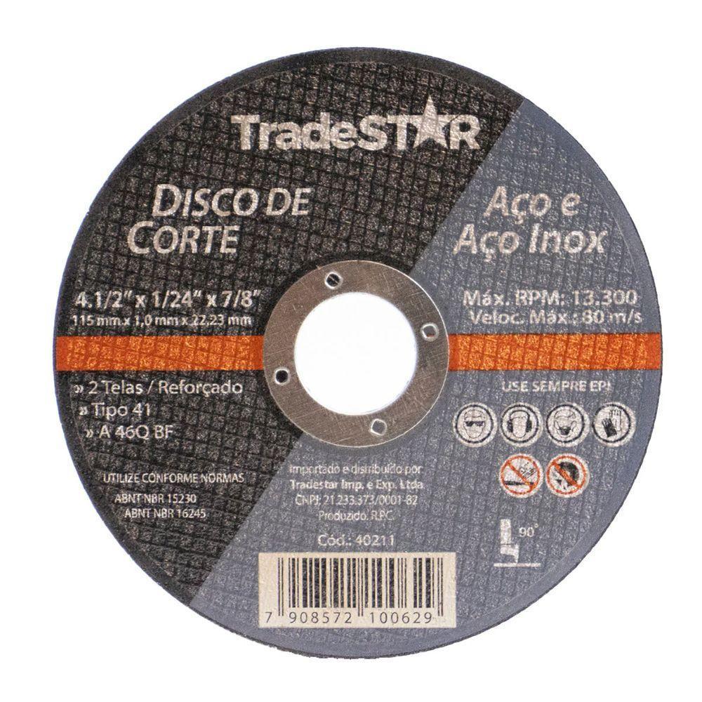 Disco De Corte 115 X 1 Mm Furo 7/8 Aço E Inox Tradestar - 10