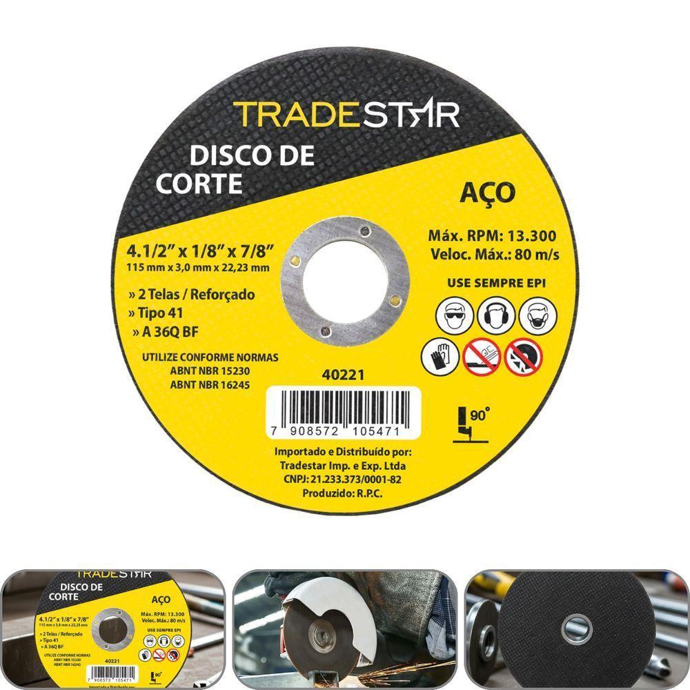 Disco De Corte 115 X 3 Mm Furo 7/8 Mm Metal Pro Tradestar - 1