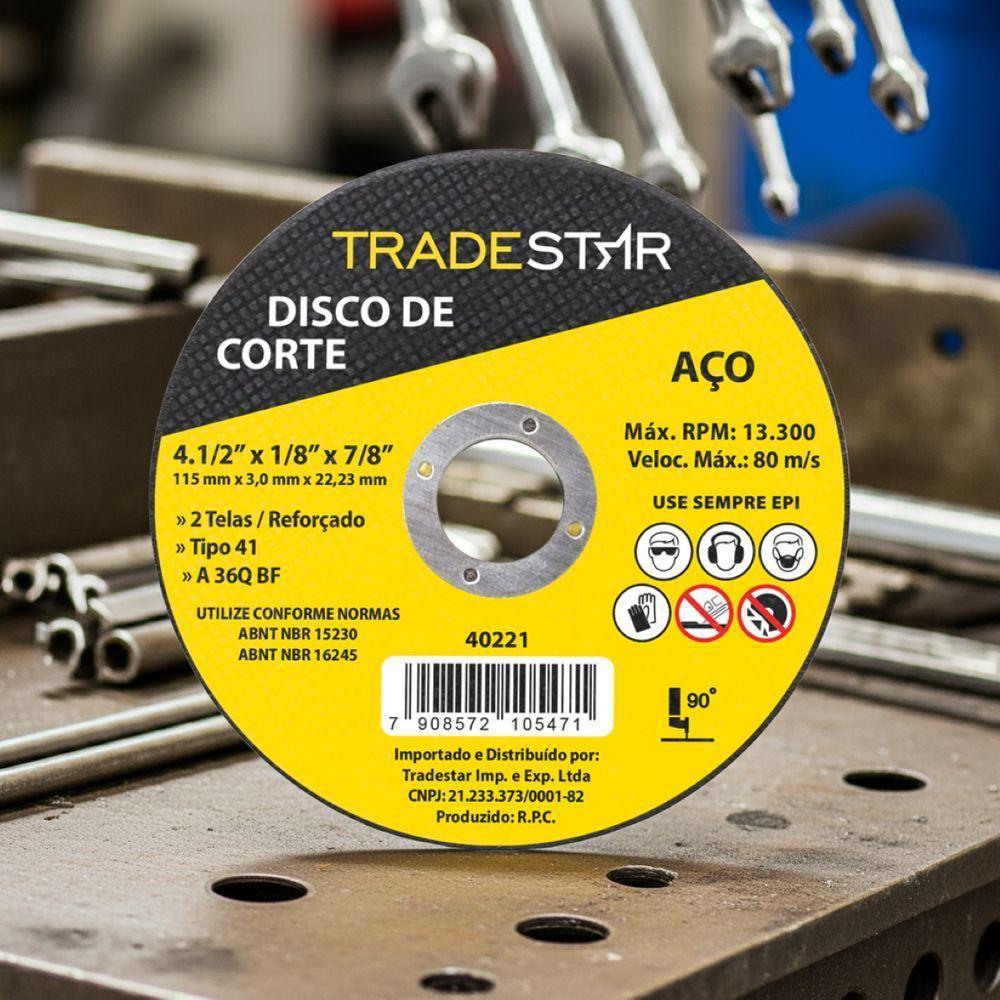 Disco De Corte 115 X 3 Mm Furo 7/8 Mm Metal Pro Tradestar - 3