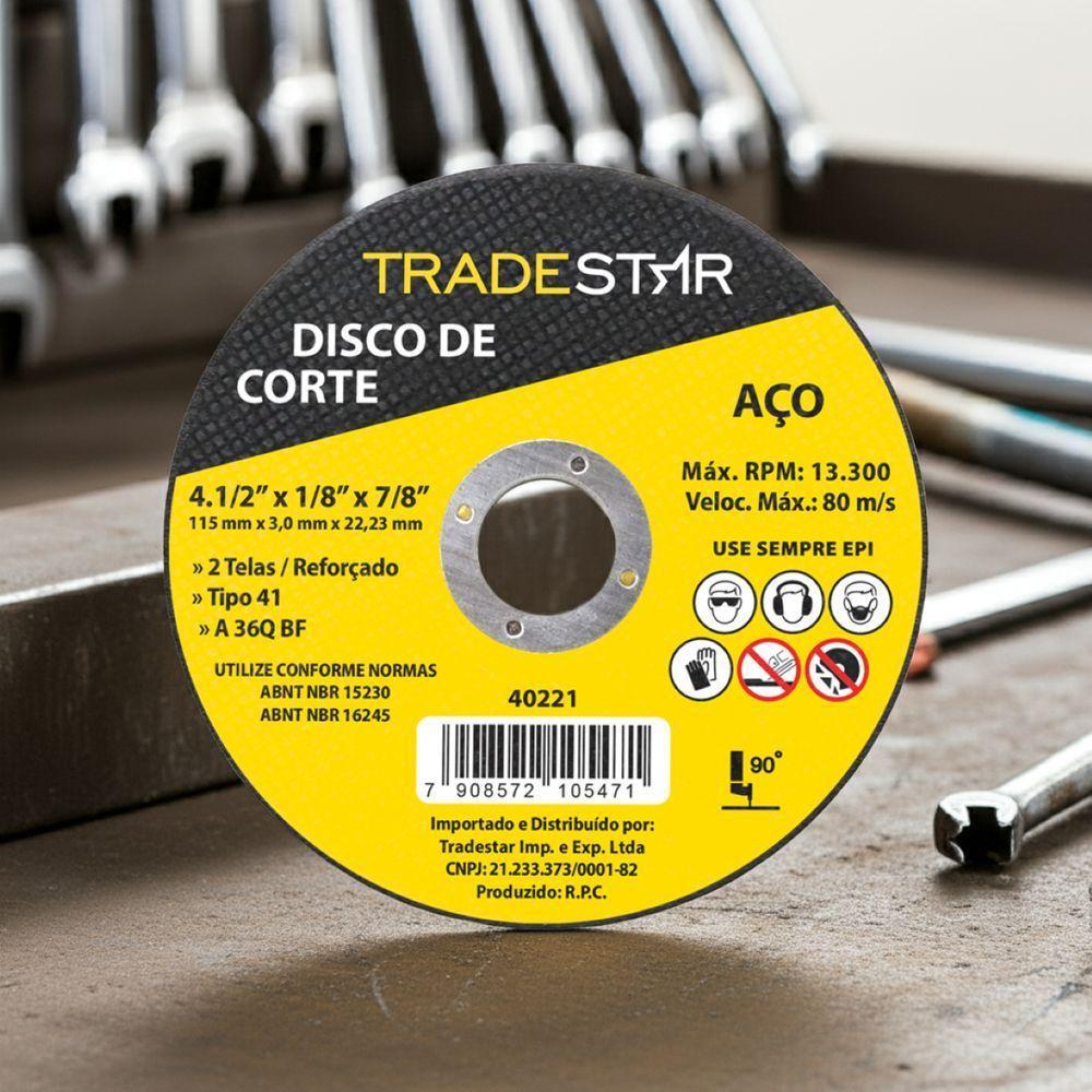 Disco De Corte 115 X 3 Mm Furo 7/8 Mm Metal Pro Tradestar - 7