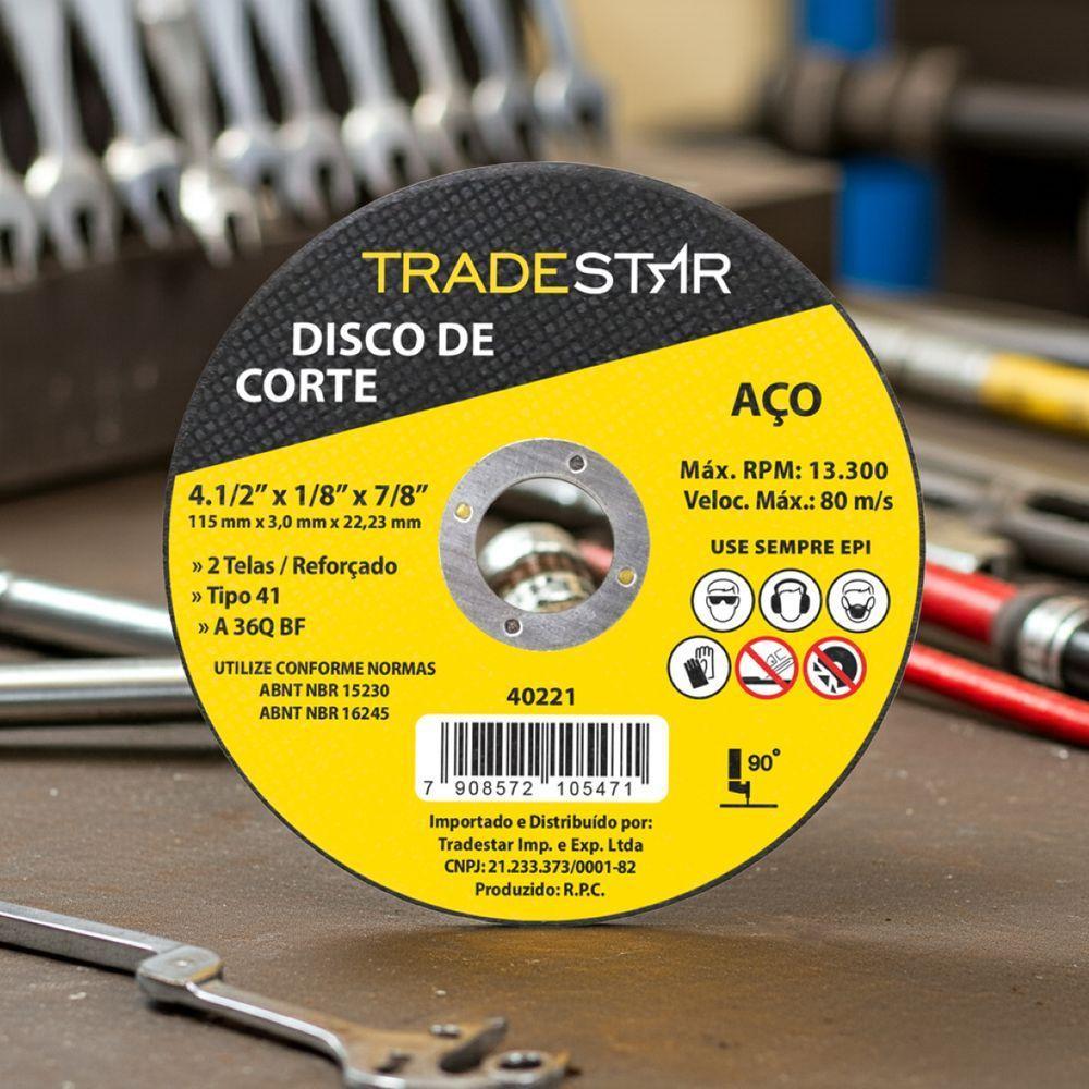 Disco De Corte 115 X 3 Mm Furo 7/8 Mm Metal Pro Tradestar - 10