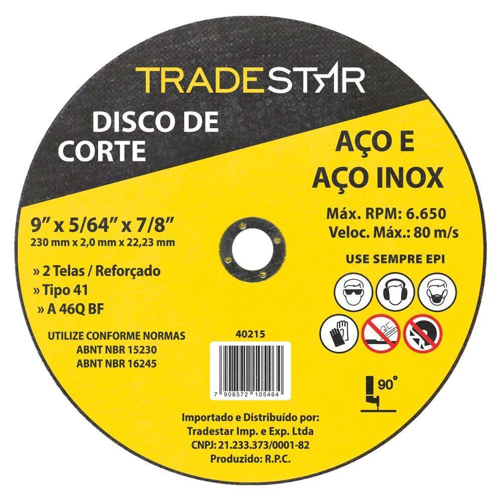 Disco De Corte 230x2,0 Mm Furo 7/8 Aço E Inox Tradestar - 10