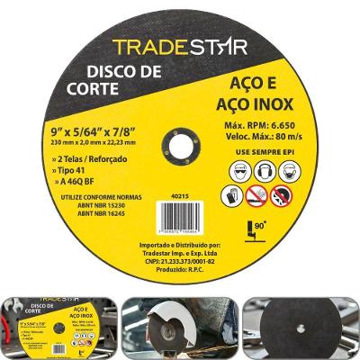 Disco De Corte 230x2,0 Mm Furo 7/8 Aço E Inox Tradestar