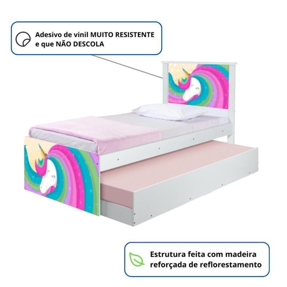 Bicama Juvenil Com Cabeceira Adesivada Unicórnio Arco íris - 3