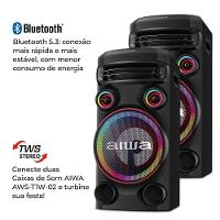 Caixa De Som Torre AIWA 1600W 1 Woofer10 Bluetooth RGB USB Preta AWS-T1W-02 Bivolt - 3