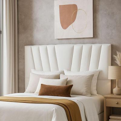 Cabeceira Cama Box Solteiro 90 Cm Vivian Em Corino Com Frame Branco