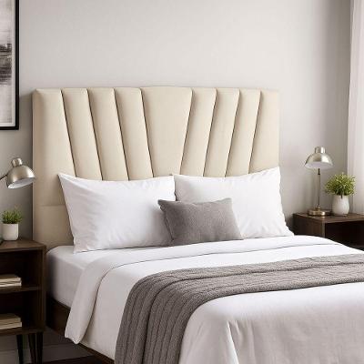 Cabeceira Cama Box Solteiro 90 Cm Vivian Em Corino Com Frame Bege