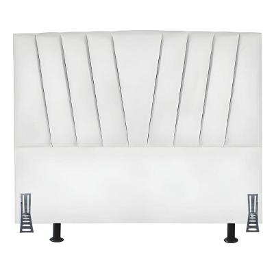 Cabeceira Estofada Solteiro 90 Cm Joana Em Corino Com Frame Branco