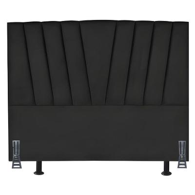 Cabeceira Estofada Solteiro 90 Cm Joana Em Corino Com Frame Preto