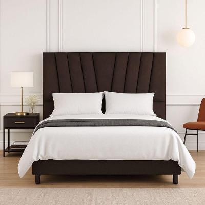 Cabeceira Cama Box Solteiro 90 Cm Vivian Em Corino Com Frame Marrom