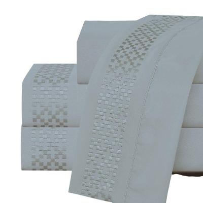 Jogo Lençol Casal Elegance Bordado 4pç 100% Poliéster - Cinza