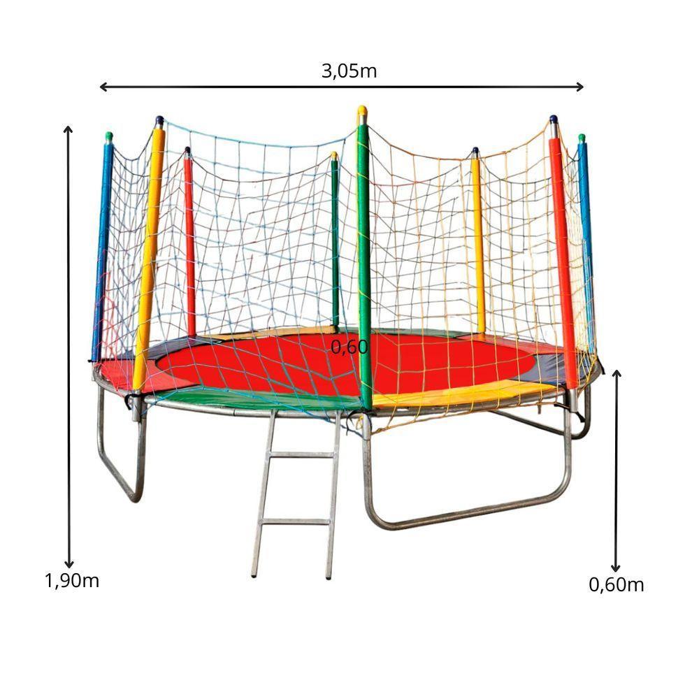 Cama Elastica 3,05m Escorrega Medio Gangorra Piscina De Bolinhas 1,50m Com 1000 Bolinhas - 2