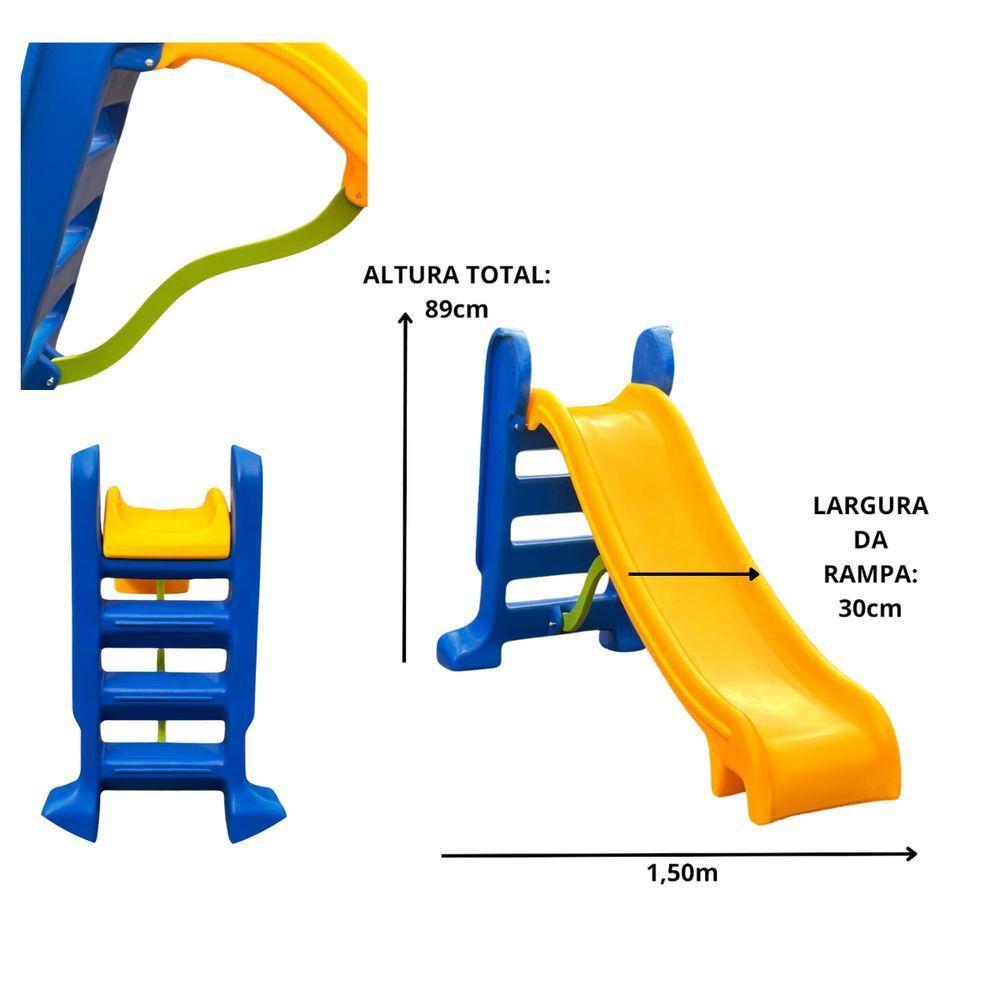 Cama Elastica 3,05m Escorrega Medio Gangorra Piscina De Bolinhas 1,50m Com 1000 Bolinhas - 5