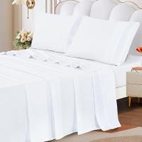 Jogo Lençol Queen Elegance Bordado 4pç 100% Poliéster - Branco - 2