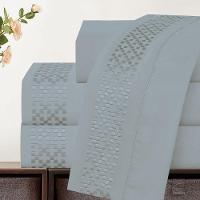 Jogo Lençol Queen Elegance Bordado 4pç 100% Poliéster - Cinza - 3