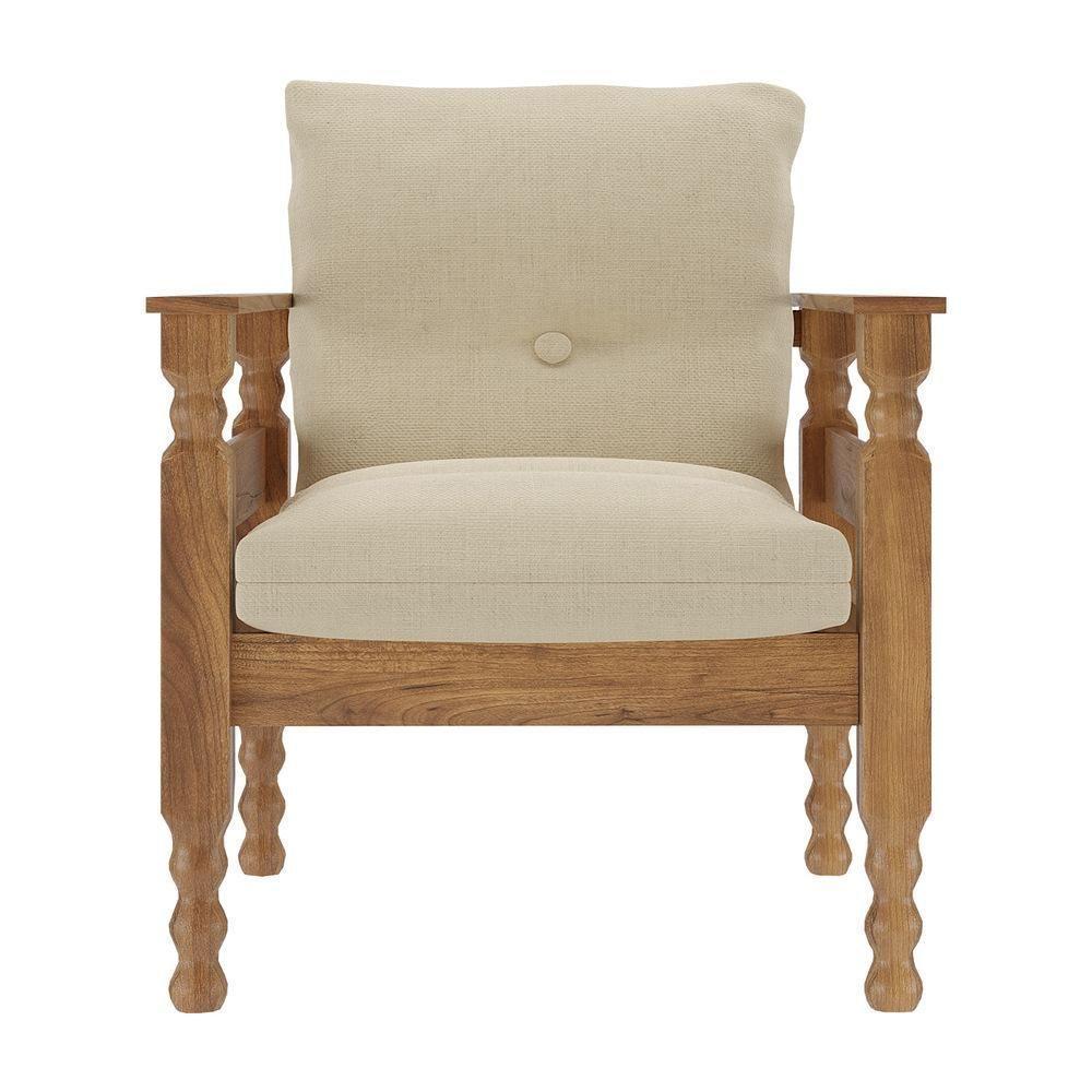 Poltrona Madeira Maciça Liz Cr7003.T62 Imbuia/Bege - 2